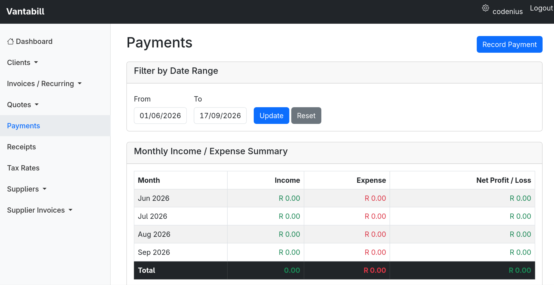 Vantabill Payments & Expenses Tracking